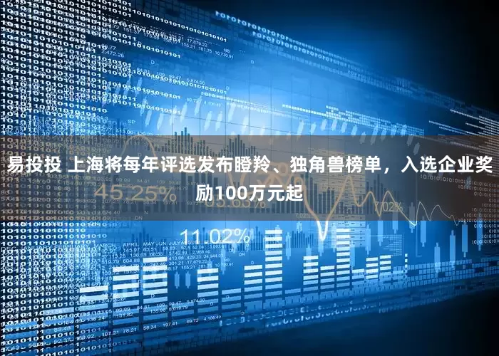 易投投 上海将每年评选发布瞪羚、独角兽榜单，入选企业奖励100万元起