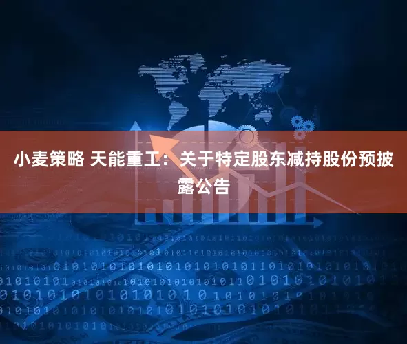 小麦策略 天能重工：关于特定股东减持股份预披露公告